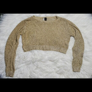 TopShop Gold Knit Crop Top